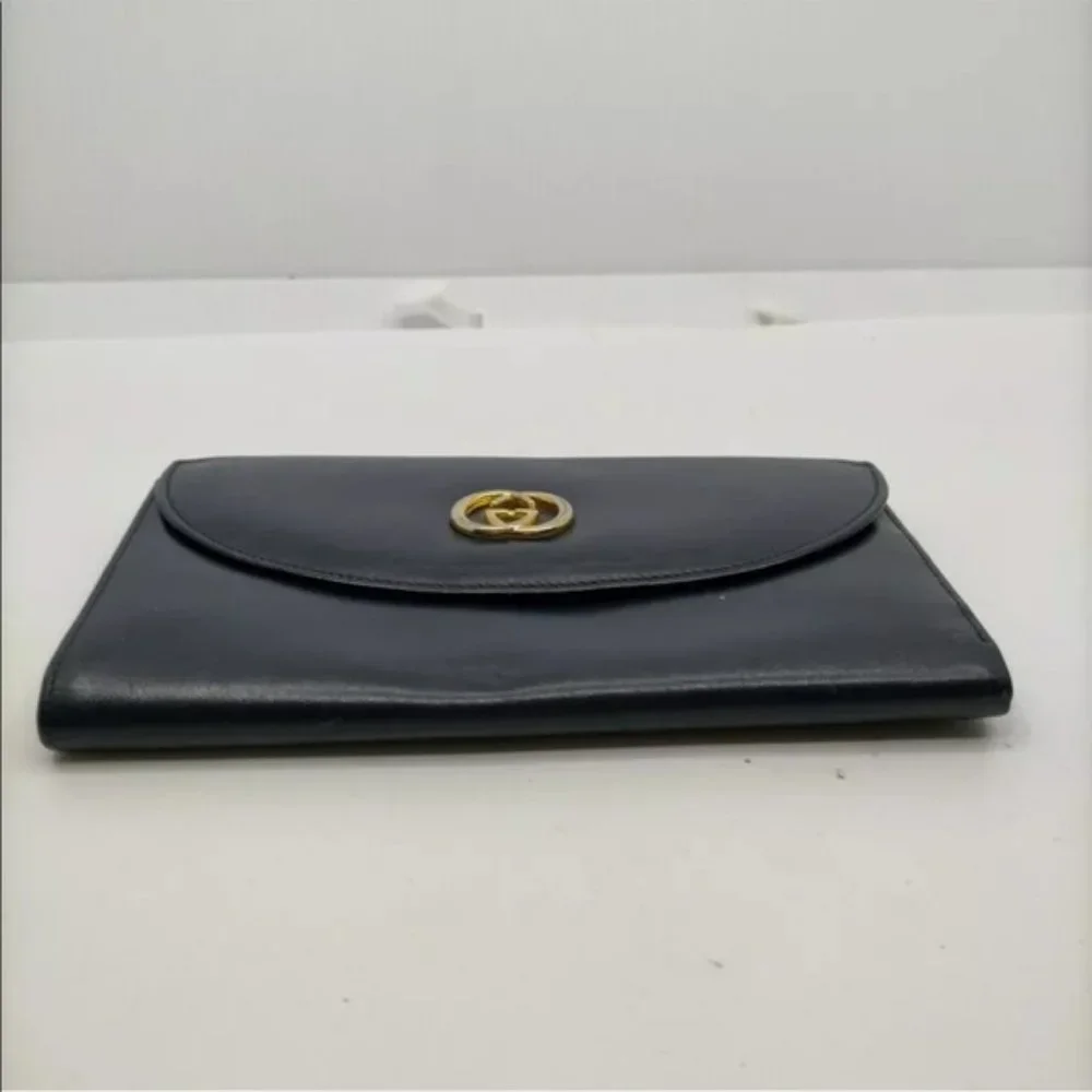 Gucci Long Wallet Blue Leather